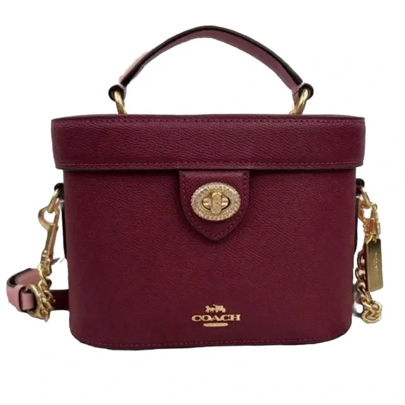 SOLD!! COACH Kay Crossbody With Glitter In Black Cherry Leather - Picture 2 of 14